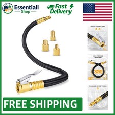High-Pressure 12'' Tire Pump Hose with Clip-On Chuck Perfect for All Vehicles