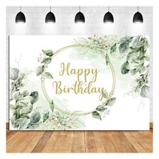 Greenery Succulent and Eucalyptus Leaves Photography Backdrop 72.8x43.3 in Bloom