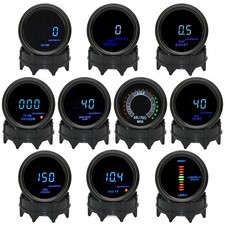 2" 52mm Blue Digital LED Tachometer Boost Gauge Water Oil Temp Gauge For 12V Car