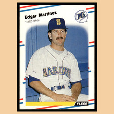 Edgar Martinez Rookie #378 1988 Fleer Seattle Mariners Baseball Card MLB NM