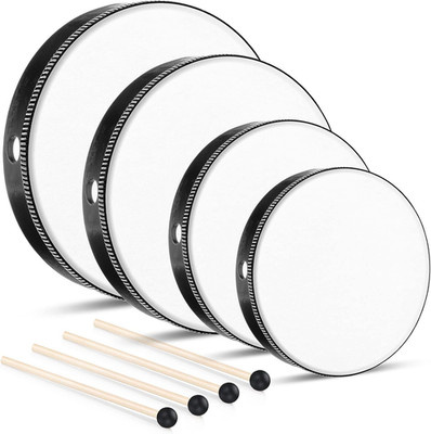 4 Pcs Hand Drum Adults Wood Frame Drum Set with Stick 12 &10 & 8 & 6 Inch Percus