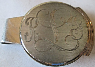 VINTAGE STERLING SILVER LAMODE MONOGRAMMED "RLJ" MONEY CLIP 12.2 GRAMS USED