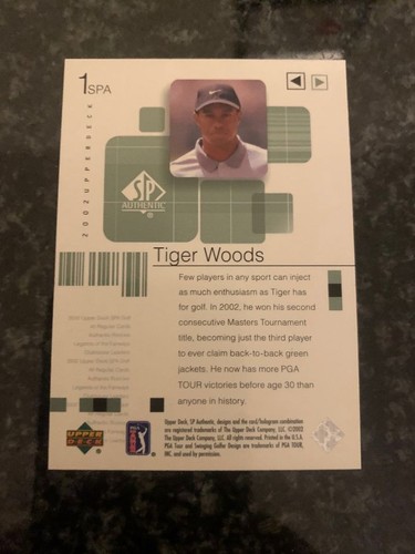 2002 Upper Deck SP Authentic #1 Tiger Woods..........NM-MT - Bild 2 von 2