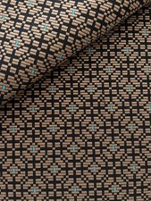 LELIEVRE/Scalamandre "PALANQUIN/Agathe" Cocoa brown/teal geometric- 26.5"Wx25"L