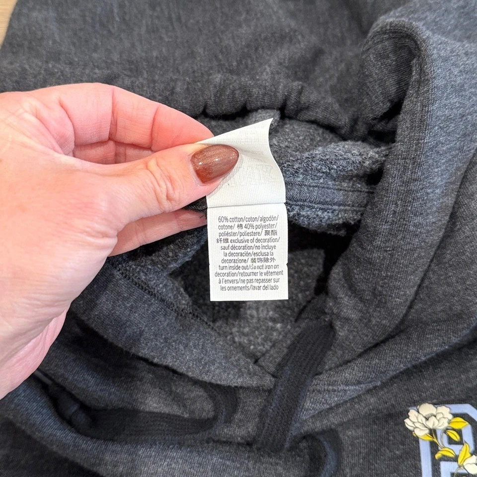 PINK Charcoal Gray Everyday Lounge Campus Floral Pullover Fleece Hoodie Size XL - Image 4 of 4