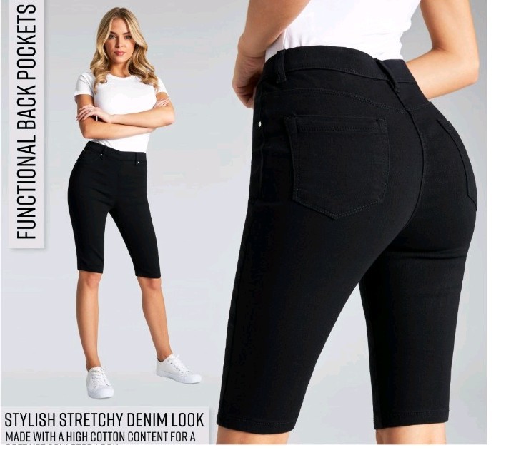 Ladies Black Shorts stretchy Jeggings BNWT Size 14