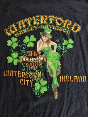 Harley Davidson Waterford HD St Patricks Day T Shirt Black Green Large