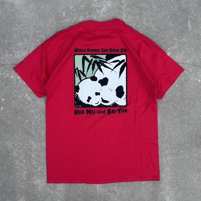 Vintage 90s San Diego Zoo Hua Mei and Bai Yun Panda red t-shirt