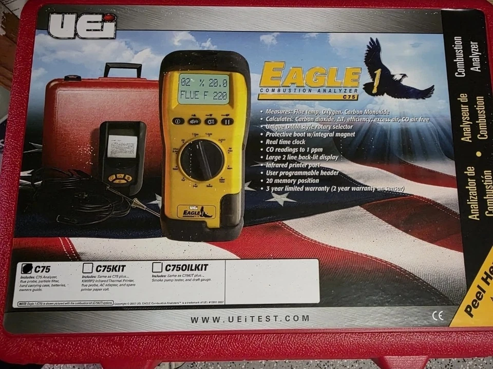 UEI C75 COMBUSTION ANALYZER WITH MANUAL READ, ORIGINAL BOX - Image 3 of 4