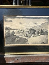 Ella Fillmore Lillie Etching Danby Vermont Pencil Signed With A Horse