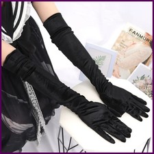 55cm Vintage Black Velvet Long Gloves Women Opera Over Elbow Full Finger Evening