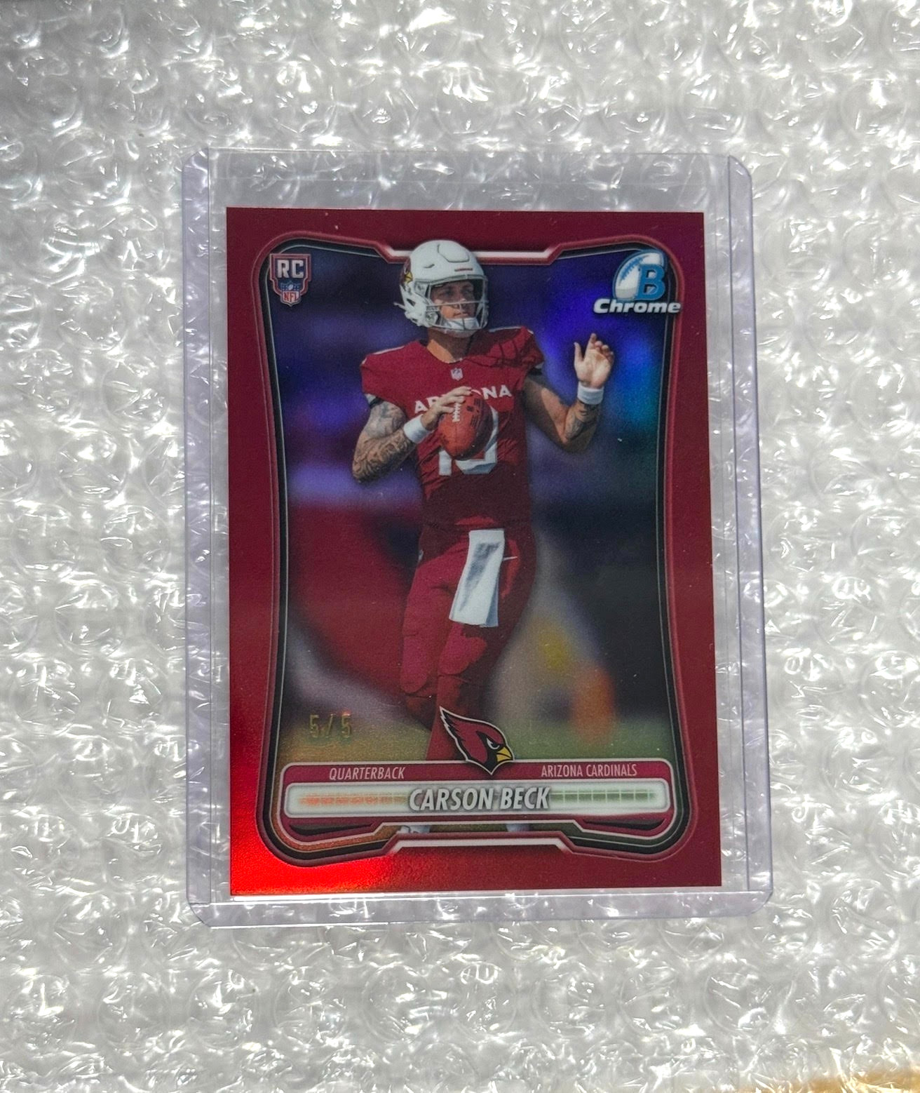 2026 Bowman Chrome Carson Beck RC 5/5 Red  Arizona Cardinals Color Match