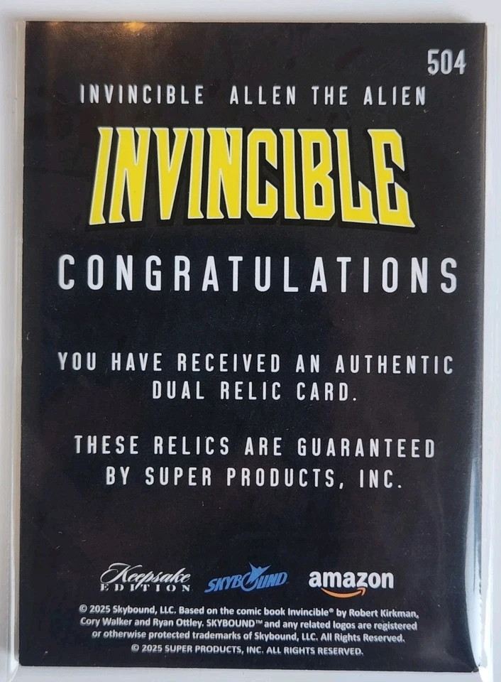 Invincible Allen The Alien No. 504 Dual Relic Invincible Keepsake Edition 2025 - Image 2 of 2