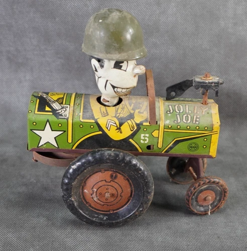 Marx Jolly Joe Military Jeep  Tin Litho Wind Up 5.5" Not Working #W15