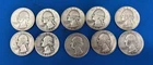 Lot "B" of Ten (10) Washington 90% Silver Quarters Various years and Mints