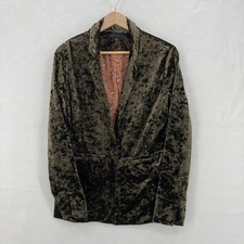 Sanctuary Blazer Womens Small Green Crushed Velvet Floral Lined Jacket Mob Wife
