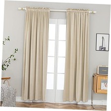Velvet Curtains 2 Panels Heavy Blackout 52"W x 108"L Pack of 2 New Beige