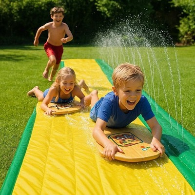 Camplist 40FT Slip and Slide   Yellow Green Backyard Water Slide with Splash Poo
