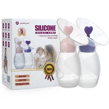 Amplim Gen 2 Manual Breast Pump Collector 2-Pack 4oz Silicone BPA/Phtalate-Free