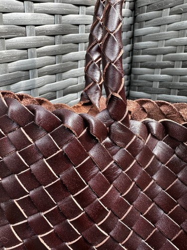 Luxury premium grain woven leather tote shopper bag work office commute - Picture 6 of 19