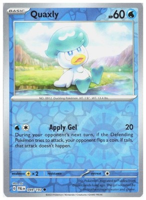 Quaxly 049/193 Common Paldea Evolved Pokemon Reverse Holo Near Mint