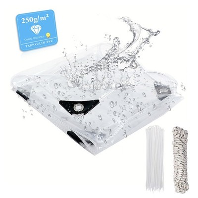 Plane Transparent mit ösen 250g/㎡ PVC Abdeckplane Durchsichtig wasserdichte