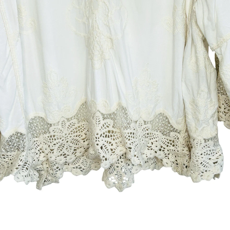 Top Democracy Boho Crochet Bordado Pequeño Indie Romántico Campesino Western Años 70 Foto 4 de 4