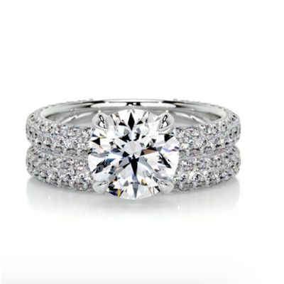 4 kt IGI Lab Created Rundschliff Diamant Ehering Set 14 K Weißgold