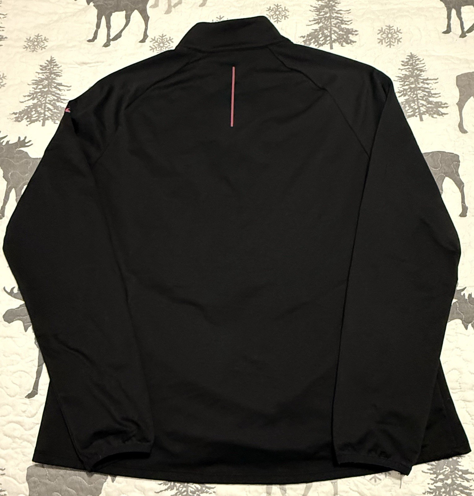 Asics Womens 1/3 Zip Running Jacket Large Black w Pink Accents Fleece Lined thumbnail 2