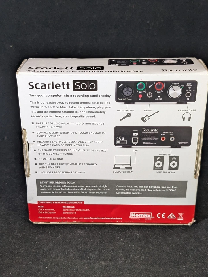 Scarlett Solo Studio 2nd Generation USB Audio Interface 2-In/2-Out - Image 3 of 4