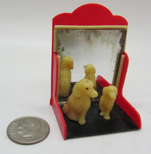 Antique 1930's Miniature Celluloid Art Figure 2 Dogs  Mirror Japan Toy