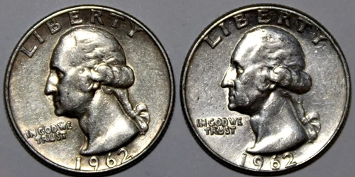 (2) Washington Silver Quarters - Extra Fine - 1962D 1962P - #0940EA