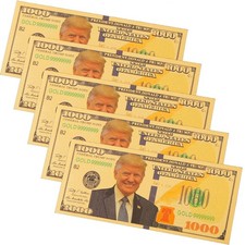 10 Pack 2024 President Donald Trump 1000 Gold Dollar Bills Funny Money Maga