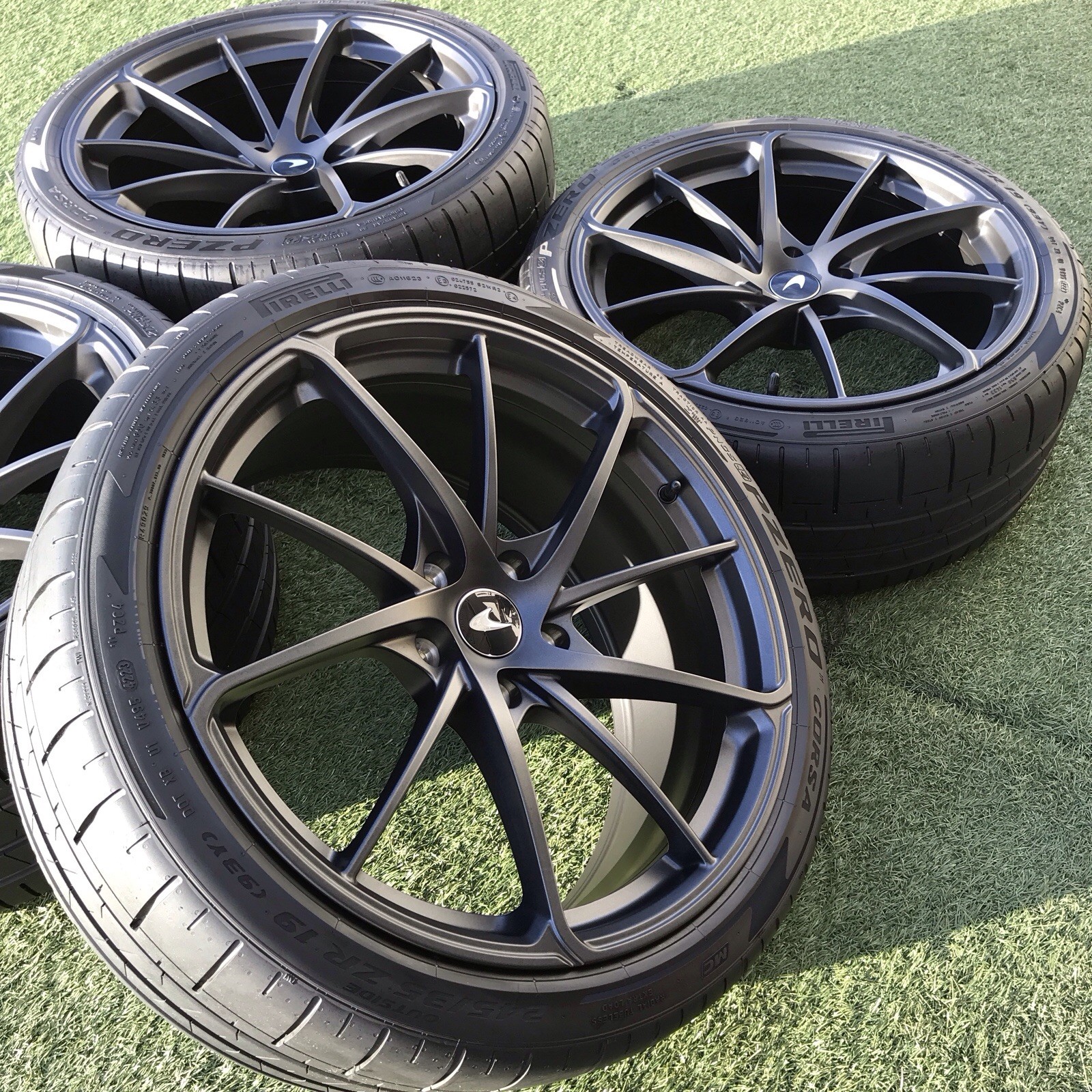MCLAREN 750S RIMS TIRES TPMS OEM STOCK SET GENUINE 28BA007CP 750 720S