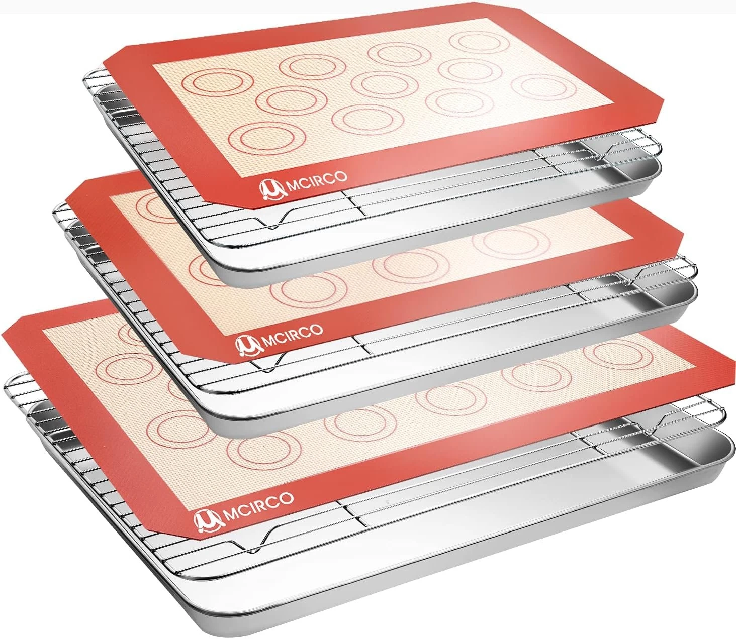 Stainless Steel Baking Sheet Tray Cooling Rack with Silicone 9pcs, Silver