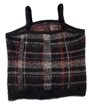 New Lane Bryant Classic Red/Black Plaid Fuzzy Jacquard Tank Top Sweater 26/28