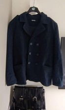 Rare DKNY Men's Navy Blue Moleskin Peacoat Jacket Size L  Cotton