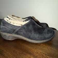 UGG Bettey Shearling Clogs Women s 7 Black Suede Slip On Sheepskin