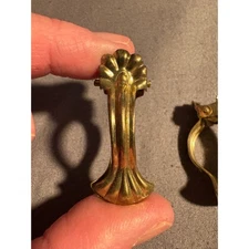 Vintage French 1900's Brass Cafe Curtain Clips  Fan Design Set of 8