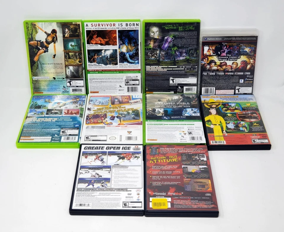 Lot of 10 Xbox, Wii, PS2, PS3 Games (COD, Tomb Raider, Street Fighter) TESTED - Image 2 of 4