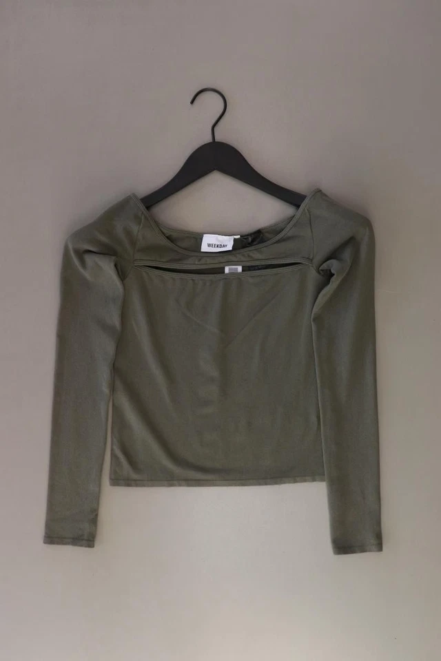 ✨ Weekday Cropped Shirt Regular Shirt für Damen Gr. 32, XS Langarm olivgrün ✨