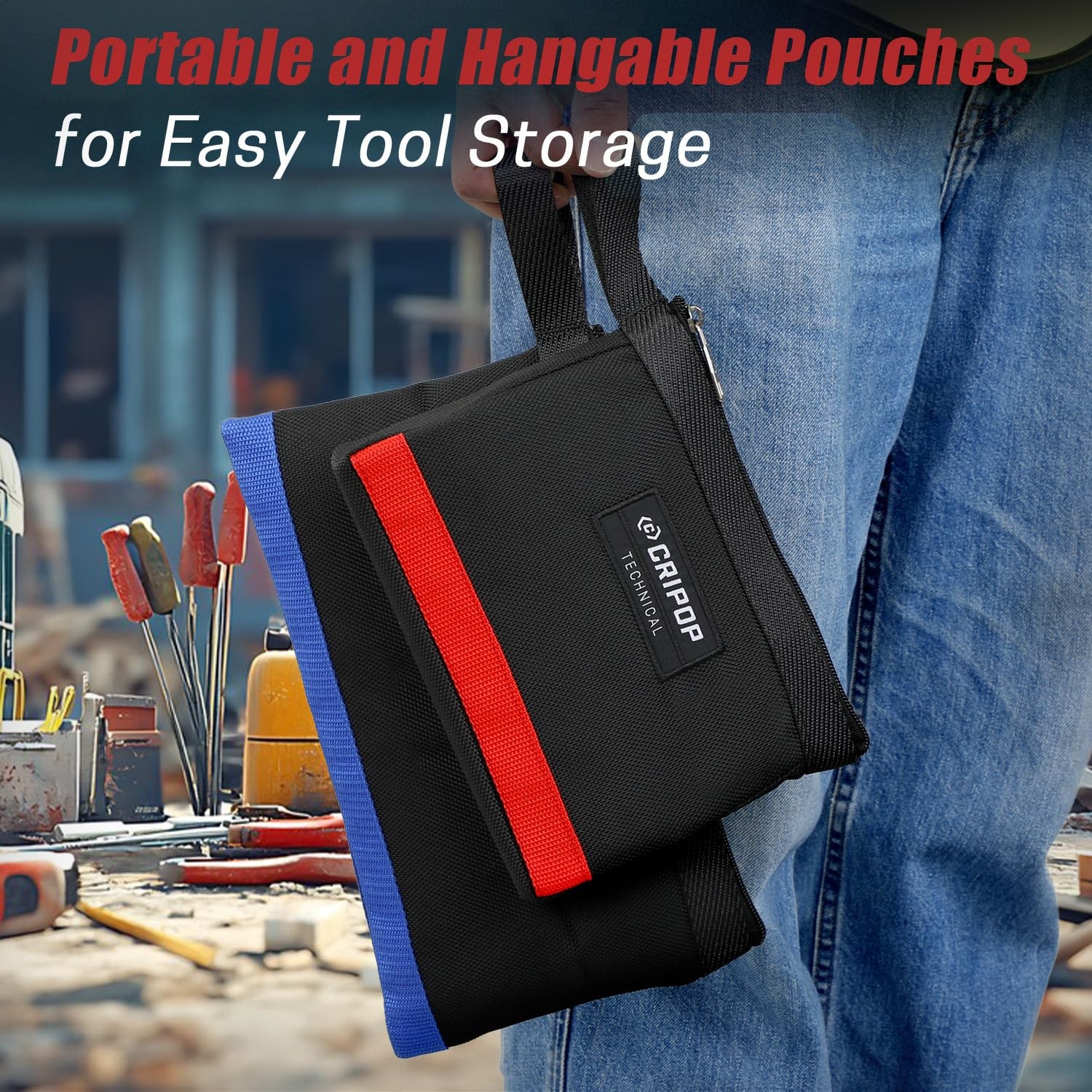 6 Pack Zipper Tool Pouch, 1680D Tools Bag Storage Kit with 4 Zipper Bags and ...