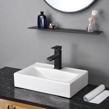 Vasque de salle de bain rectangulaire 18" lavabo vanité vidange pop up lavabo en céramique