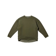 NOBULL Quilted Crew Pullover Army Green Women Small High Low Hem