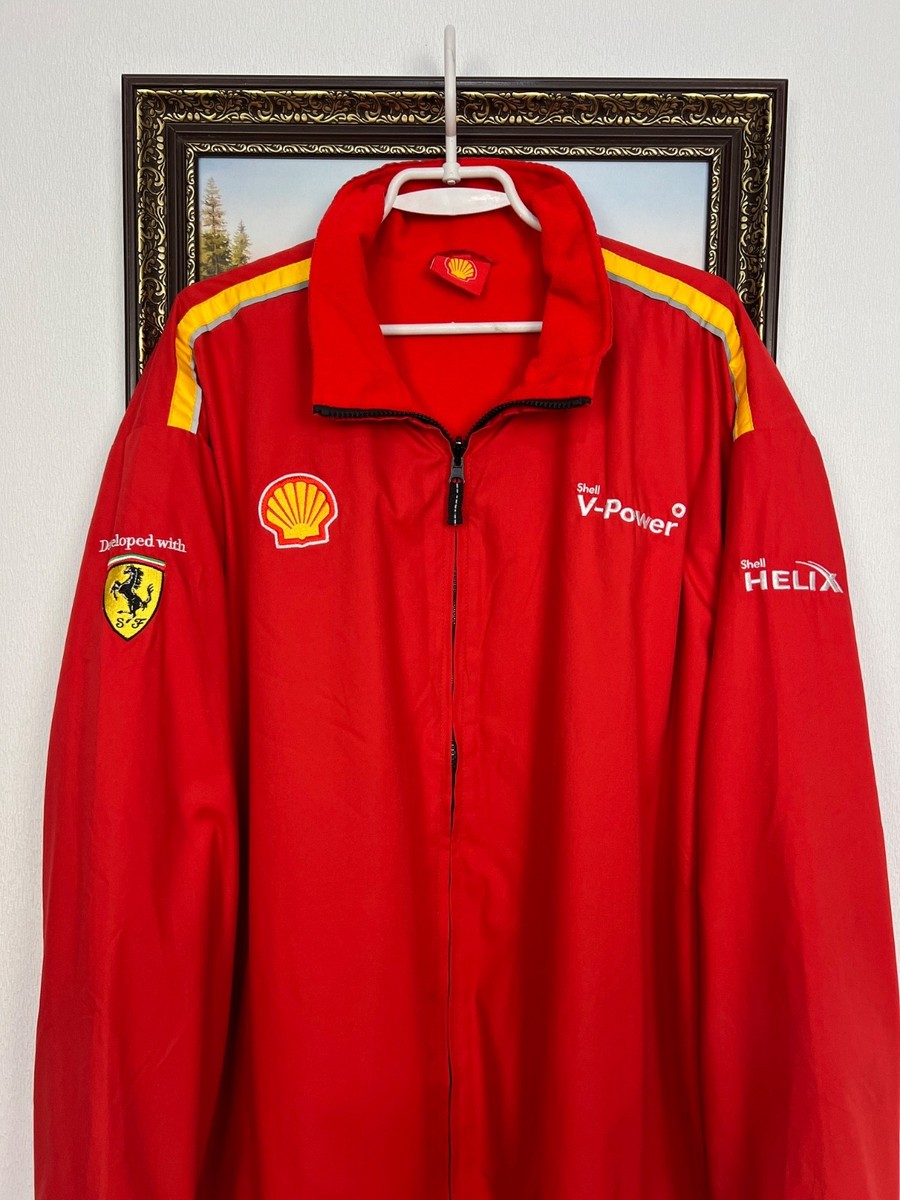 Vintage Shell V-Power Ferrari Racing Jacket Red Mens Track Top
