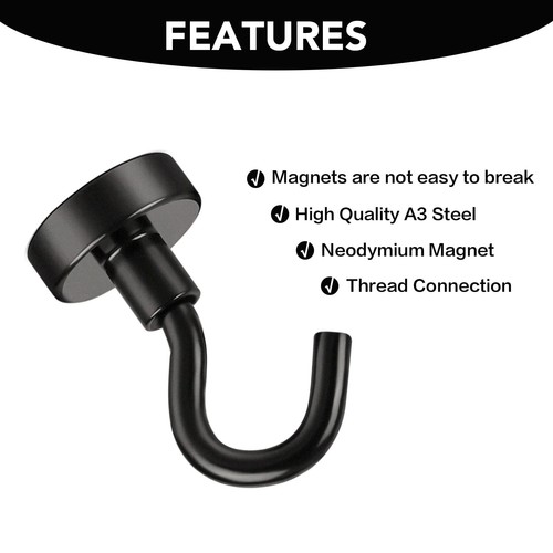 Ganchos magnéticos negros 30 lb ganchos magnéticos de neodimio fuertes para parrilla de crucero para... - Imagen 7 de 7