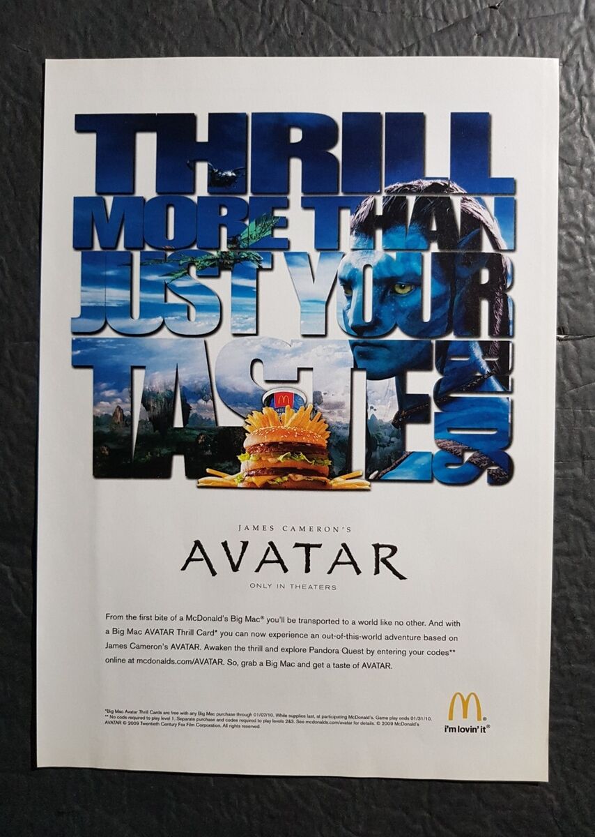 Avatar McDonald s Movie Promo Print Advertisement Vintage 2010