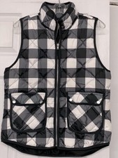 Woolrich Down Filled Black and White Buffalo Check Plaid Cozy Puffer Vest Sz M
