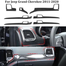 7x Dashboard Panel Door Handle Cover Trim Kit For Jeep Grand Cherokee 11+ Carbon