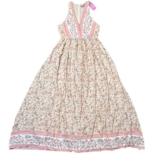 Southern Fried Chics Maxi Dress M Sleeveless Lined Pink Floral Boho Cottagecore